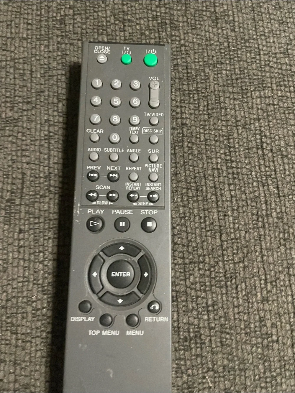 Sony DVD Remote Control - Black with Green Buttons